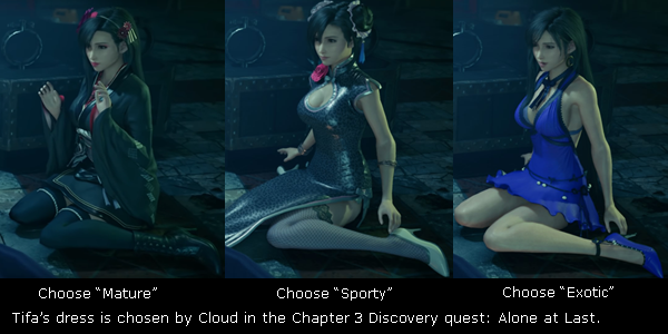 Final Fantasy VII Remake tifa's dresses