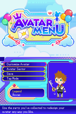 kingdom hearts re: coded avatar menu